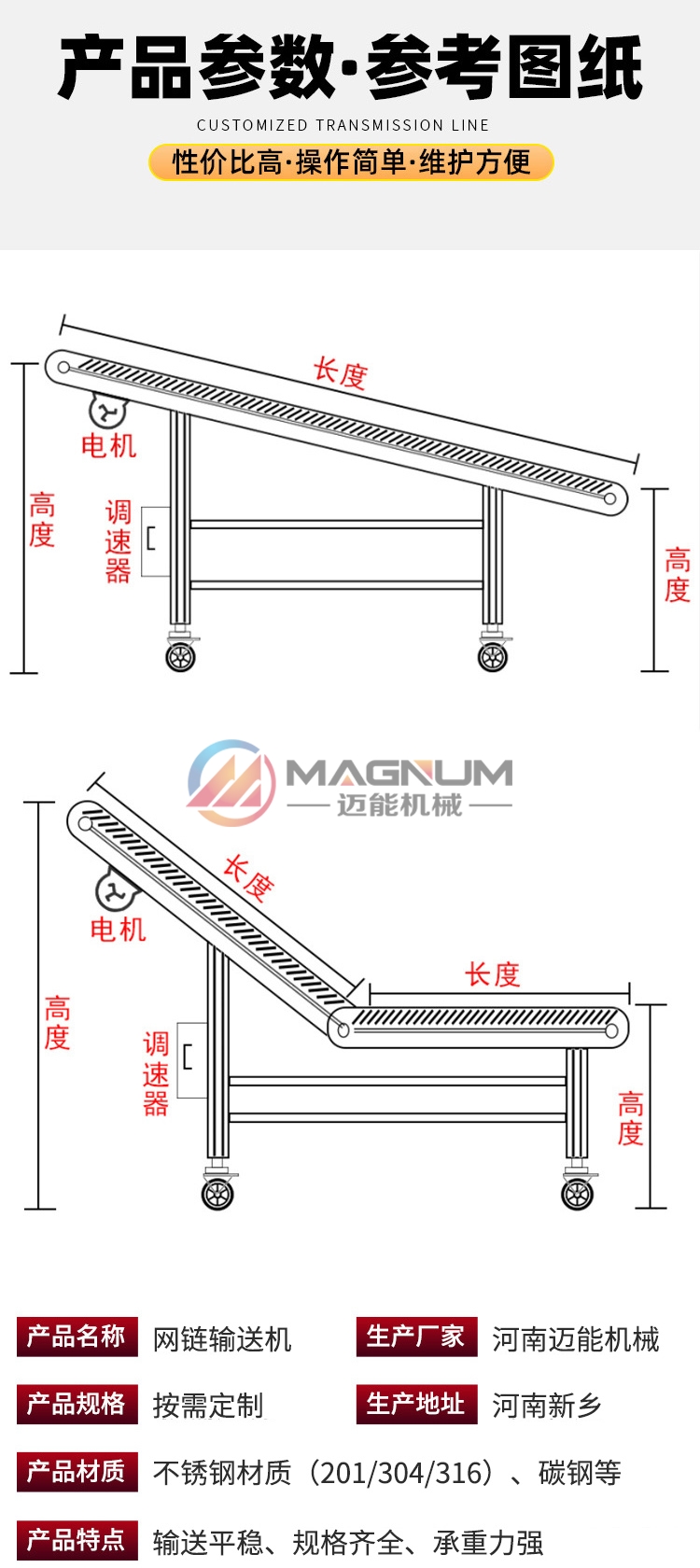 網(wǎng)鏈輸送機(jī)圖紙參數(shù)